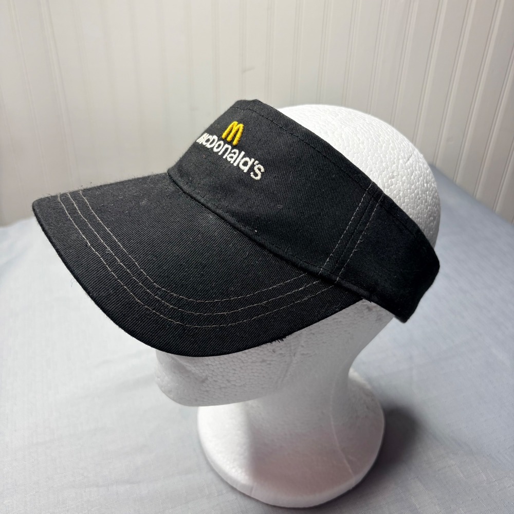 McDonalds Visor One Size Black Embroidered Logo Recycled Fabric Uniform Hat